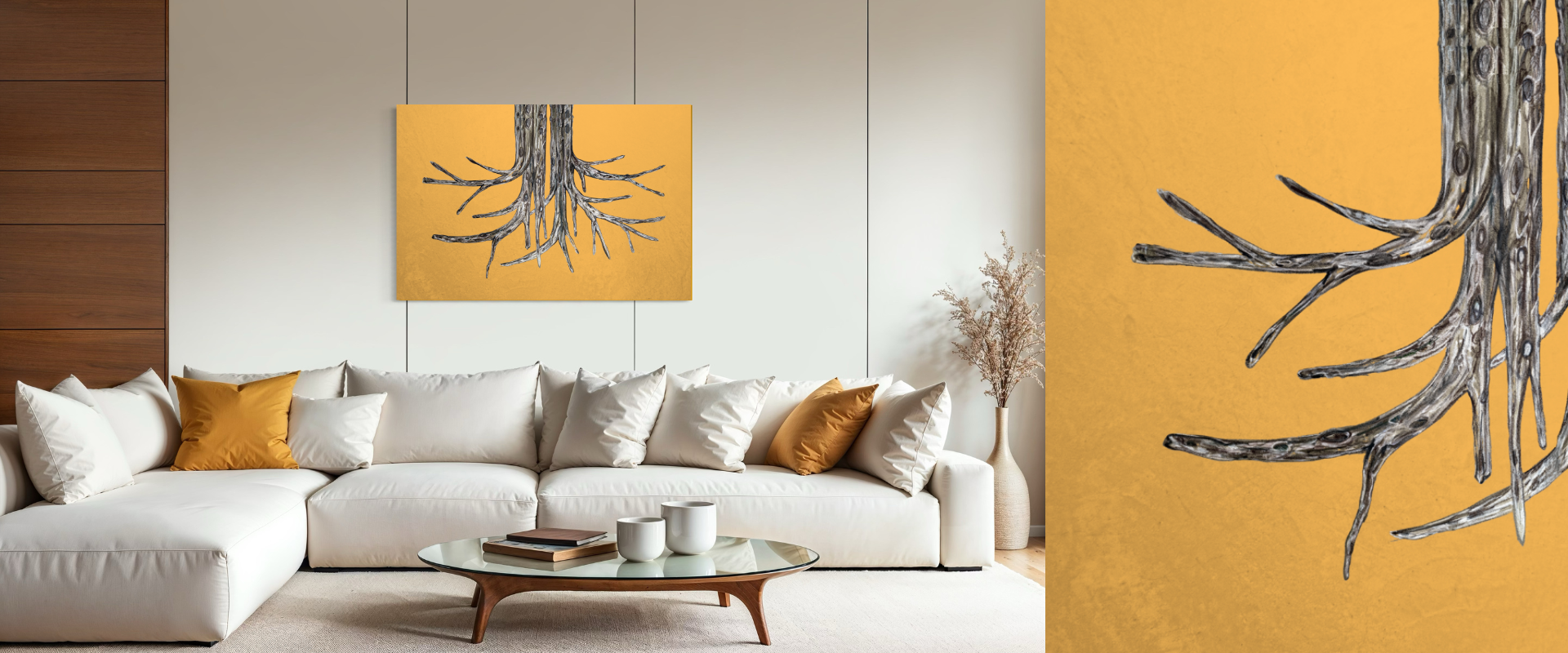 Roots natural wall art old colour by Fabio Pietrantonio, a modern design for living room decor